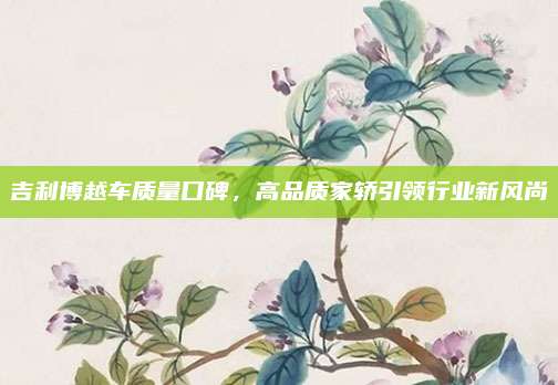 吉利博越车质量口碑,高品质家轿引领行业新风尚