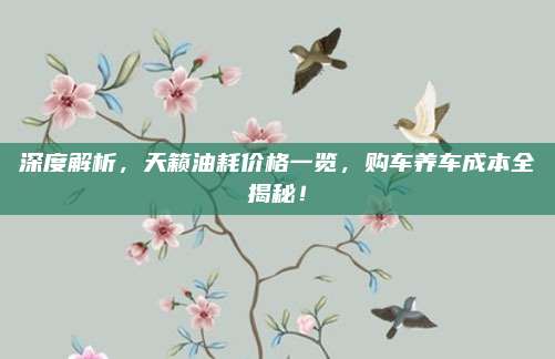 深度解析,天籁油耗价格一览,购车养车成本全揭秘!
