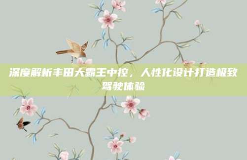 深度解析丰田大霸王中控,人性化设计打造极致驾驶体验