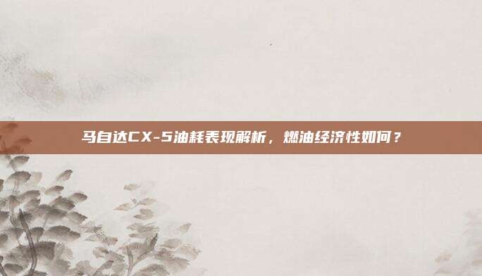 马自达CX-5油耗表现解析,燃油经济性如何?