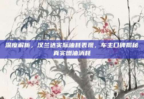 深度解析,汉兰达实际油耗表现,车主口碑揭秘真实燃油消耗