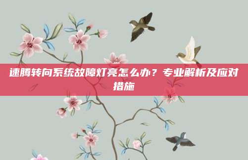 速腾转向系统故障灯亮怎么办?专业解析及应对措施