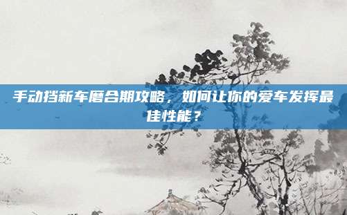 手动挡新车磨合期攻略，如何让你的爱车发挥最佳性能？