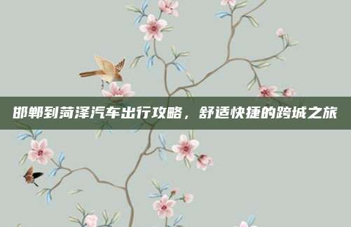 邯郸到菏泽汽车出行攻略,舒适快捷的跨城之旅