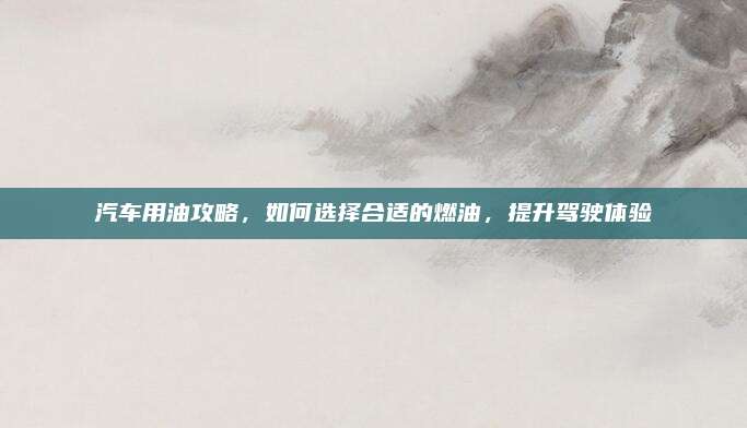 汽车用油攻略,如何选择合适的燃油,提升驾驶体验