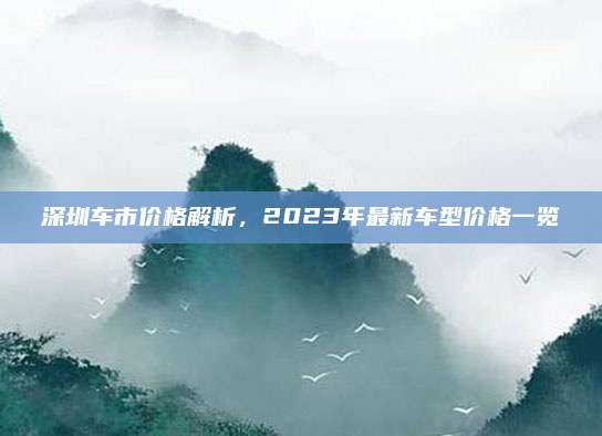 深圳车市价格解析,2023年最新车型价格一览
