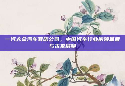 一汽大众汽车有限公司,中国汽车行业的领军者与未来展望