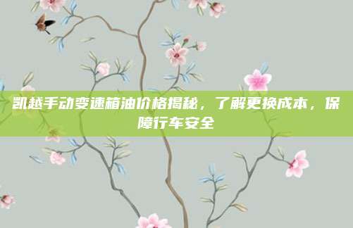 凯越手动变速箱油价格揭秘,了解更换成本,保障行车安全
