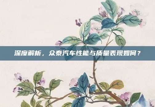 深度解析,众泰汽车性能与质量表现如何?