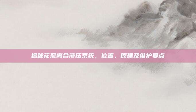 揭秘花冠离合液压系统,位置、原理及维护要点