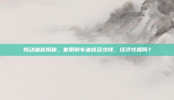 悦动油耗揭秘,家用轿车油耗多少钱,经济性如何?