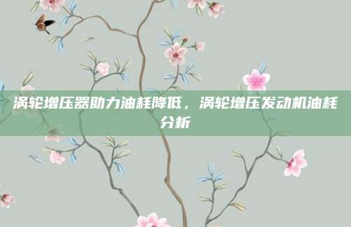 涡轮增压器助力油耗降低,涡轮增压发动机油耗分析