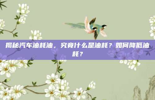 揭秘汽车油耗油,究竟什么是油耗?如何降低油耗?