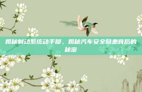 揭秘制动系统动手脚,揭秘汽车安全隐患背后的秘密