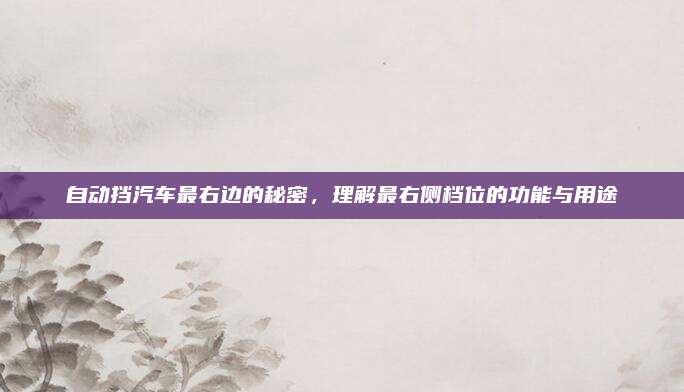 自动挡汽车最右边的秘密,理解最右侧档位的功能与用途