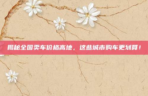揭秘全国卖车价格高地,这些城市购车更划算!