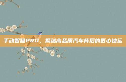 手动智雅PRO,揭秘高品质汽车背后的匠心独运