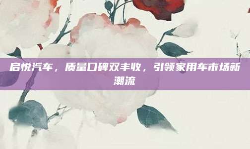 启悦汽车,质量口碑双丰收,引领家用车市场新潮流