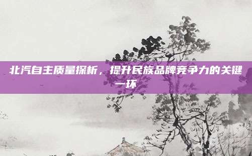 北汽自主质量探析,提升民族品牌竞争力的关键一环