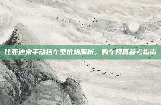 比亚迪宋手动挡车型价格解析,购车预算参考指南