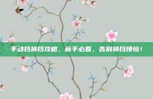 手动挡换挡攻略,新手必看,告别换挡烦恼!
