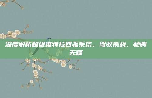 深度解析超级维特拉四驱系统,驾驭挑战,驰骋无疆