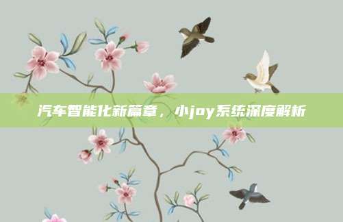 汽车智能化新篇章,小joy系统深度解析
