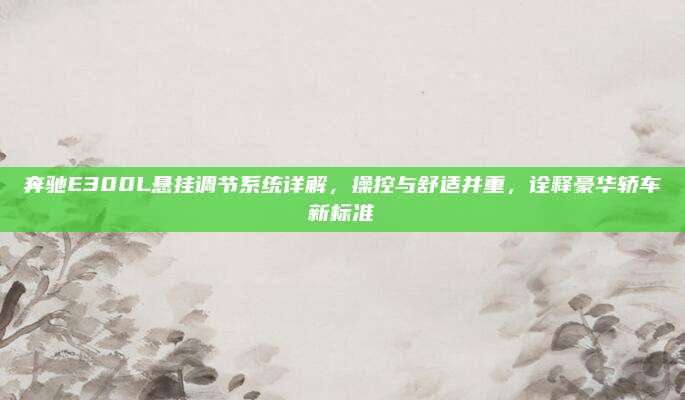 奔驰E300L悬挂调节系统详解，操控与舒适并重，诠释豪华轿车新标准