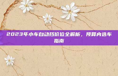 2023年小车自动挡价位全解析,预算内选车指南