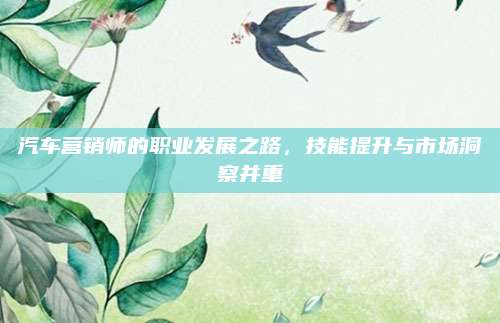 汽车营销师的职业发展之路,技能提升与市场洞察并重
