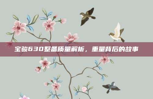宝骏630整备质量解析,重量背后的故事