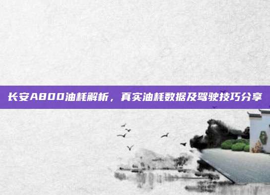 长安A800油耗解析,真实油耗数据及驾驶技巧分享