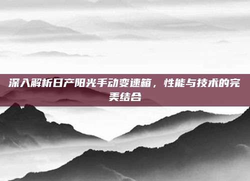 深入解析日产阳光手动变速箱,性能与技术的完美结合