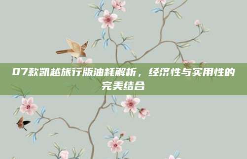 07款凯越旅行版油耗解析,经济性与实用性的完美结合