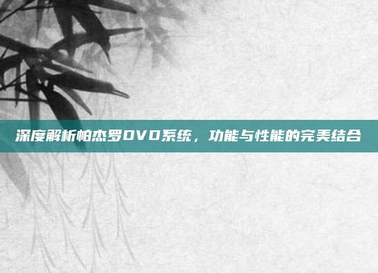 深度解析帕杰罗DVD系统,功能与性能的完美结合