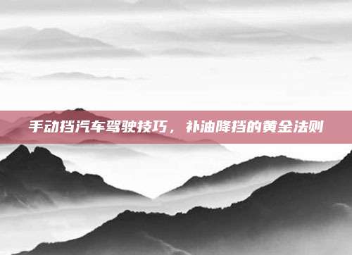 手动挡汽车驾驶技巧,补油降挡的黄金法则