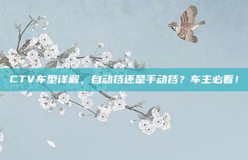 CTV车型详解,自动挡还是手动挡?车主必看!
