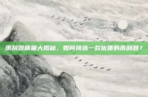 雨刮器质量大揭秘,如何挑选一款优质的雨刮器?