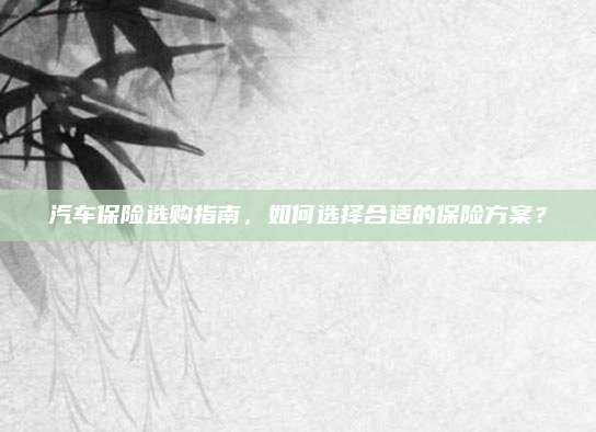 汽车保险选购指南,如何选择合适的保险方案?