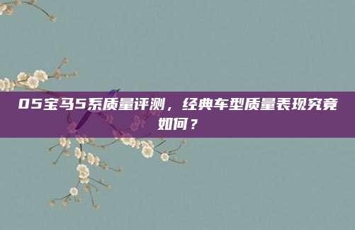 05宝马5系质量评测,经典车型质量表现究竟如何?