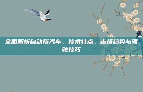 全面解析自动挡汽车,技术特点、市场趋势与驾驶技巧