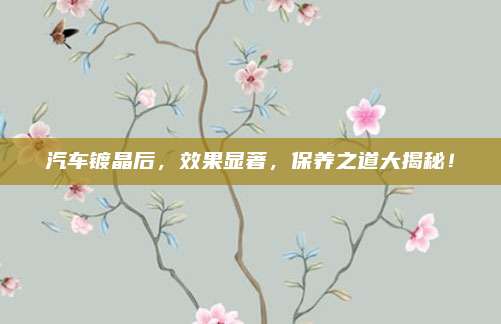 汽车镀晶后,效果显著,保养之道大揭秘!