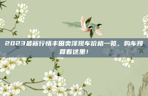 2023最新行情丰田奕泽现车价格一览,购车预算看这里!