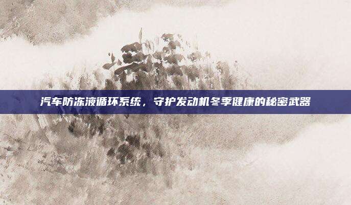 汽车防冻液循环系统,守护发动机冬季健康的秘密武器