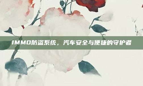 IMMO防盗系统,汽车安全与便捷的守护者