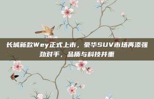 长城新款Wey正式上市,豪华SUV市场再添强劲对手,品质与科技并重