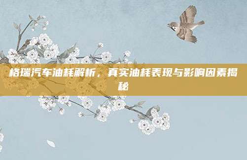 格瑞汽车油耗解析,真实油耗表现与影响因素揭秘