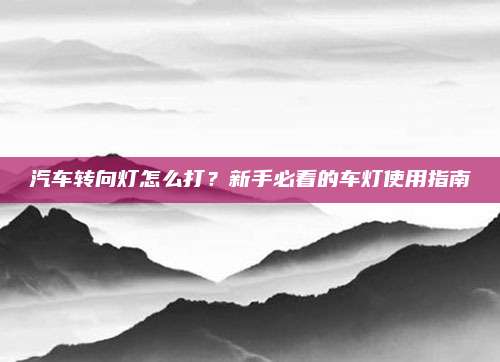 汽车转向灯怎么打?新手必看的车灯使用指南