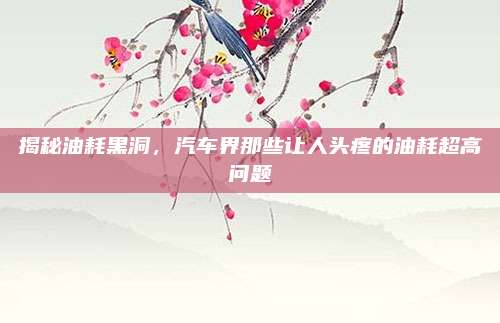 揭秘油耗黑洞,汽车界那些让人头疼的油耗超高问题