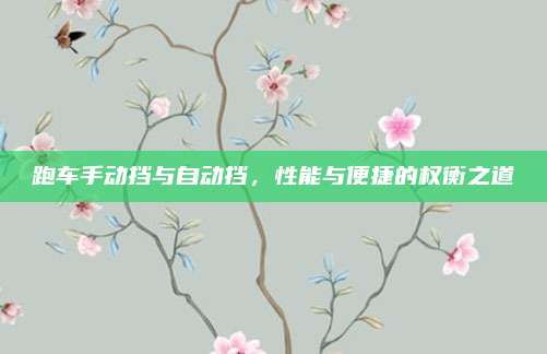 跑车手动挡与自动挡,性能与便捷的权衡之道